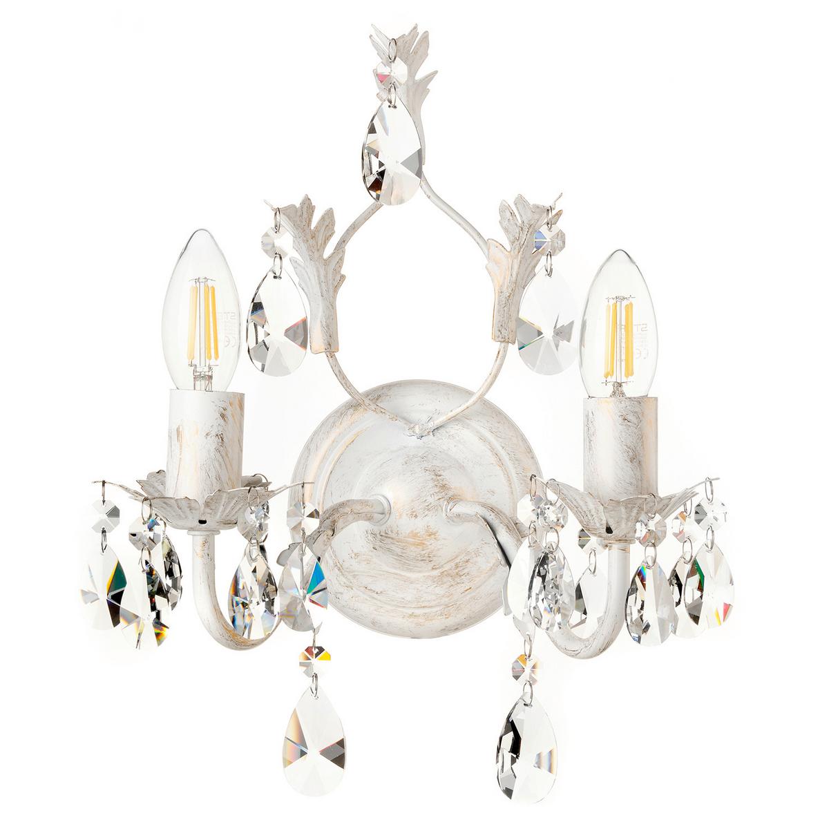 Wandleuchte Teresa Weiß max. 6 Watt - KONVENTIONELL, Glas/Metall (30/20cm)