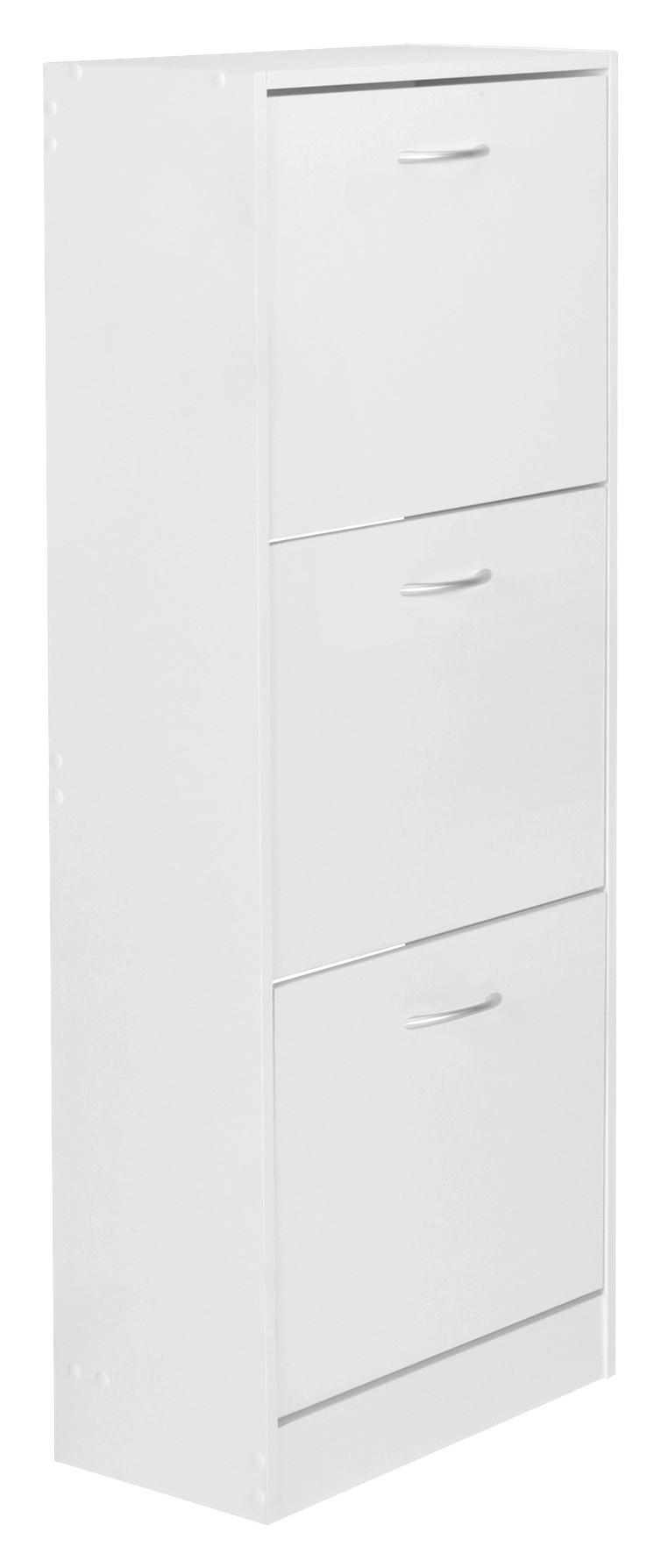 Schuhkipper Bella ca.50x125x24cm Weiß - Silberfarben/Weiß, KONVENTIONELL, Holzwerkstoff/Metall (50/125/24cm) - MID.YOU