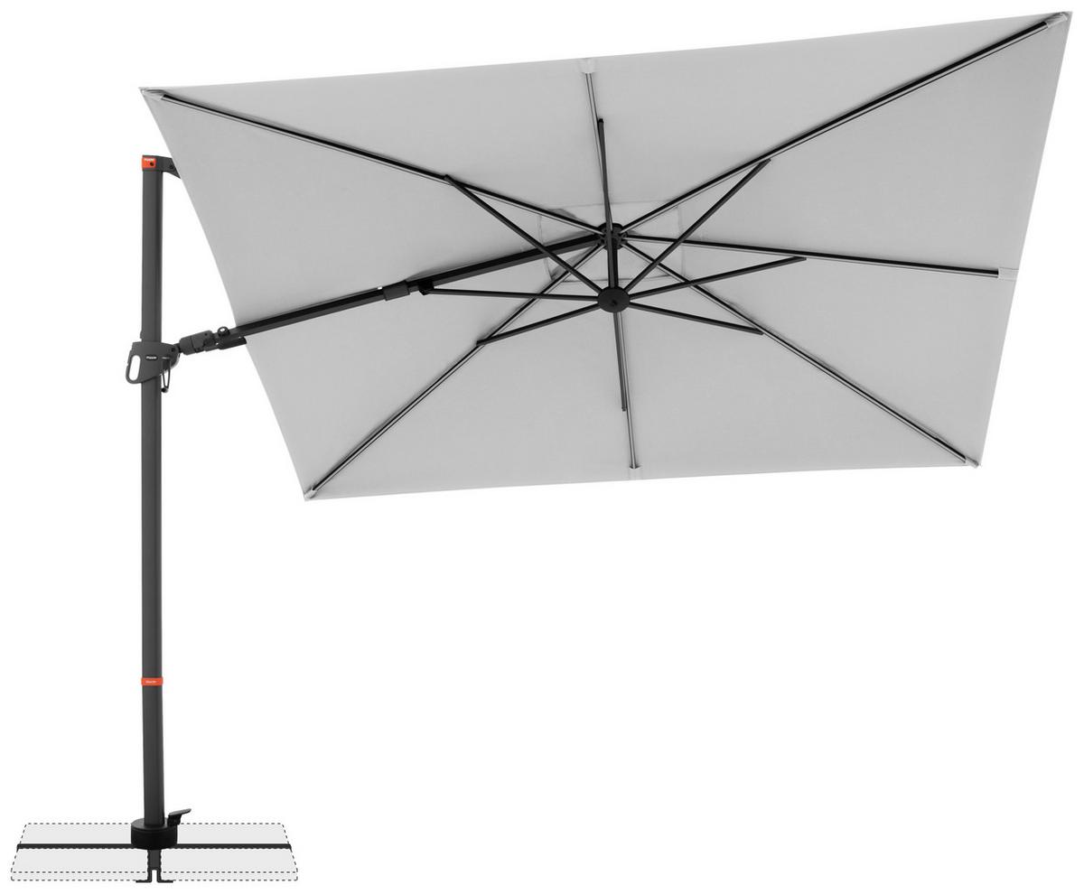 Ampelschirm Myzone Led Hellgrau ca. 300x220cm - Anthrazit/Hellgrau, Basics, Textil/Metall (300/220cm) - Doppler