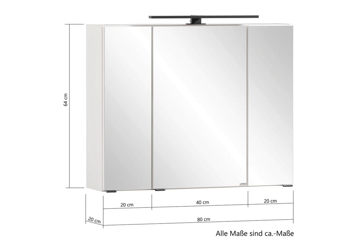 Spiegelschrank in Eiche Wotan - Eiche Wotan/Schwarz, ROMANTIK / LANDHAUS, Glas/Holzwerkstoff (80/64/20cm) - Mömax