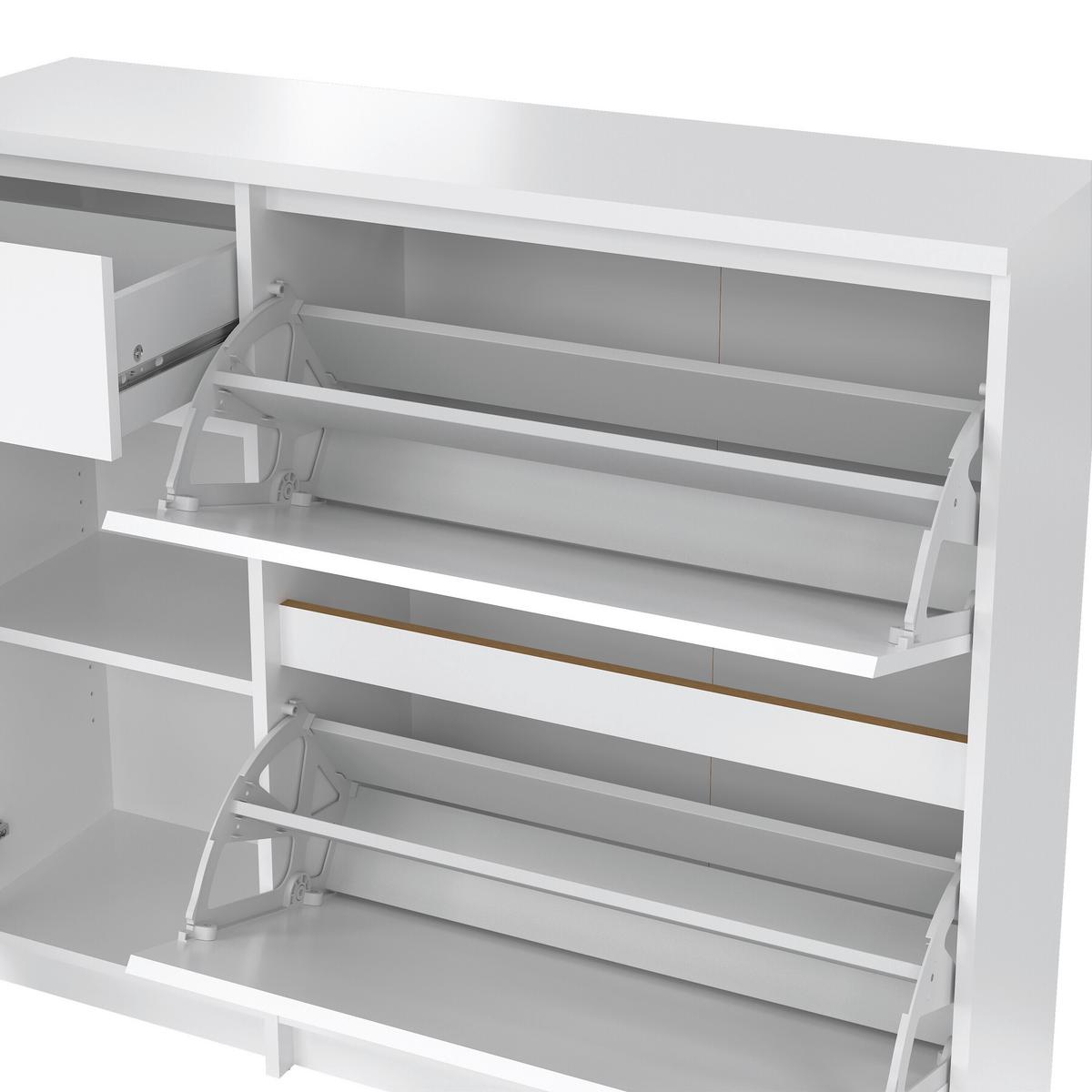 Omara Za Čevlje Naia, Bela Visok Sijaj - bela/visoki sijaj, Design, leseni material (108,9/92,9/31,5cm) - Livetastic