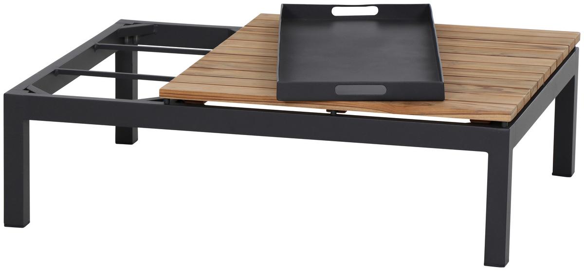 LOUNGETISCH M04118 - Anthrazit/Teakfarben, MODERN, Holz/Metall (102/70/27,5cm) - Siena Garden