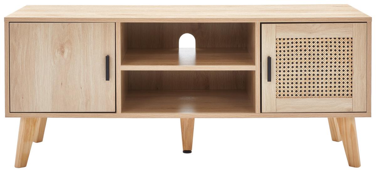 KOMODA NISKA WAIMEA - kolor naturalny, Modern, materiał drewnopochodny/drewno (120/50/40cm) - PBJ