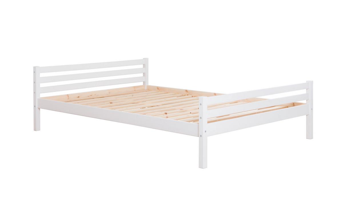 Bett "Nadine", aus Kiefer, weiß - Weiß, KONVENTIONELL, Holz (140/200cm) - MID.YOU