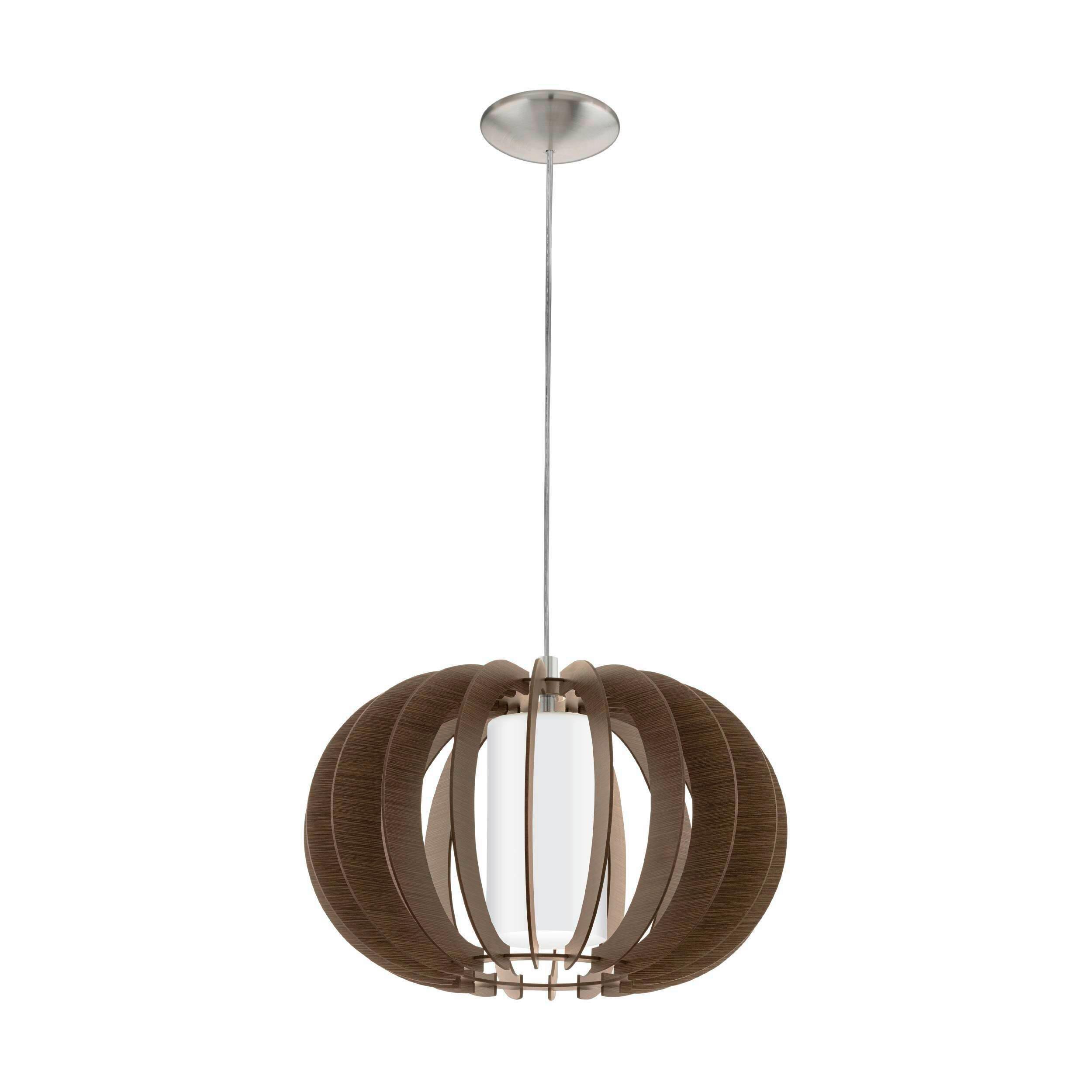 Hängeleuchte 95591* Stellato 3 - Weiss/Braun, Natur, Glas/Holz (40/130cm) - Eglo