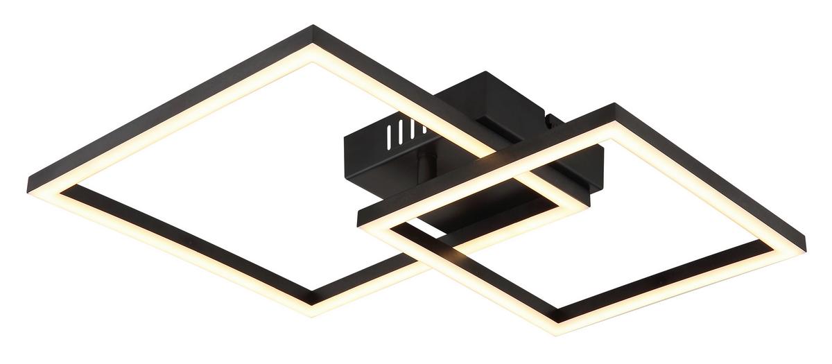 LED-Deckenleuchte Tyler Opal/Schwarz max. 20 Watt - Opal/Schwarz, Design, Kunststoff (48,8/35,3/6,4cm) - Globo