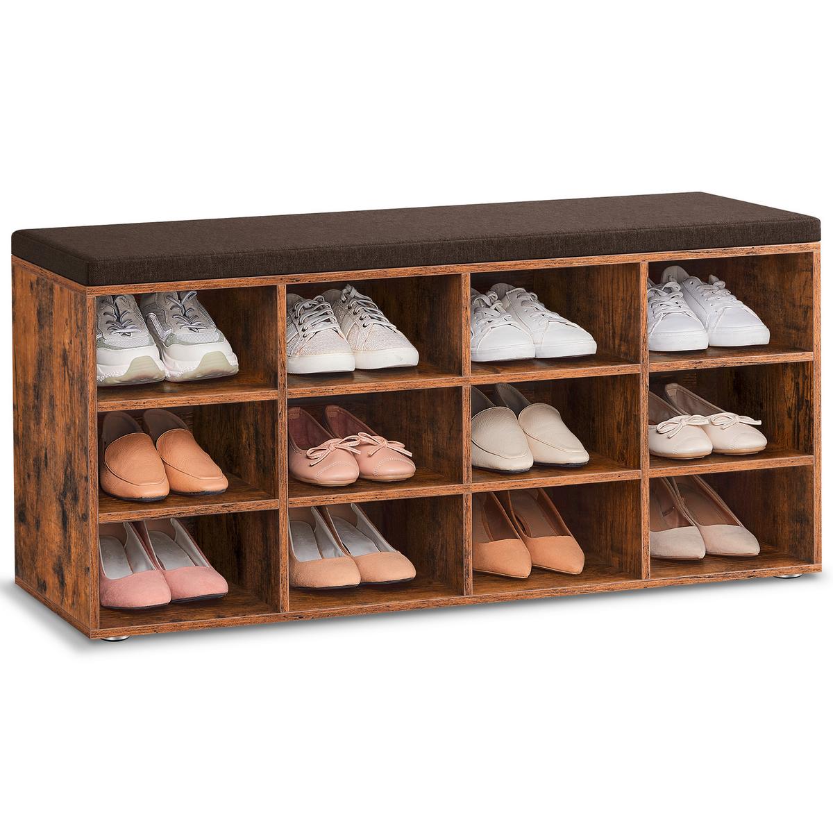 Schuhbank in Dunkelbraun inkl. Sitzauflage - Dunkelbraun, Trend, Holzwerkstoff (104/48/30,3cm) - MID.YOU