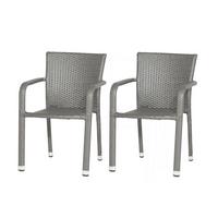 GARTENSESSEL-SET MINAS SESSEL-SET 2ER - Grau, MODERN, Kunststoff/Metall (56/83/60cm) - Gardenson