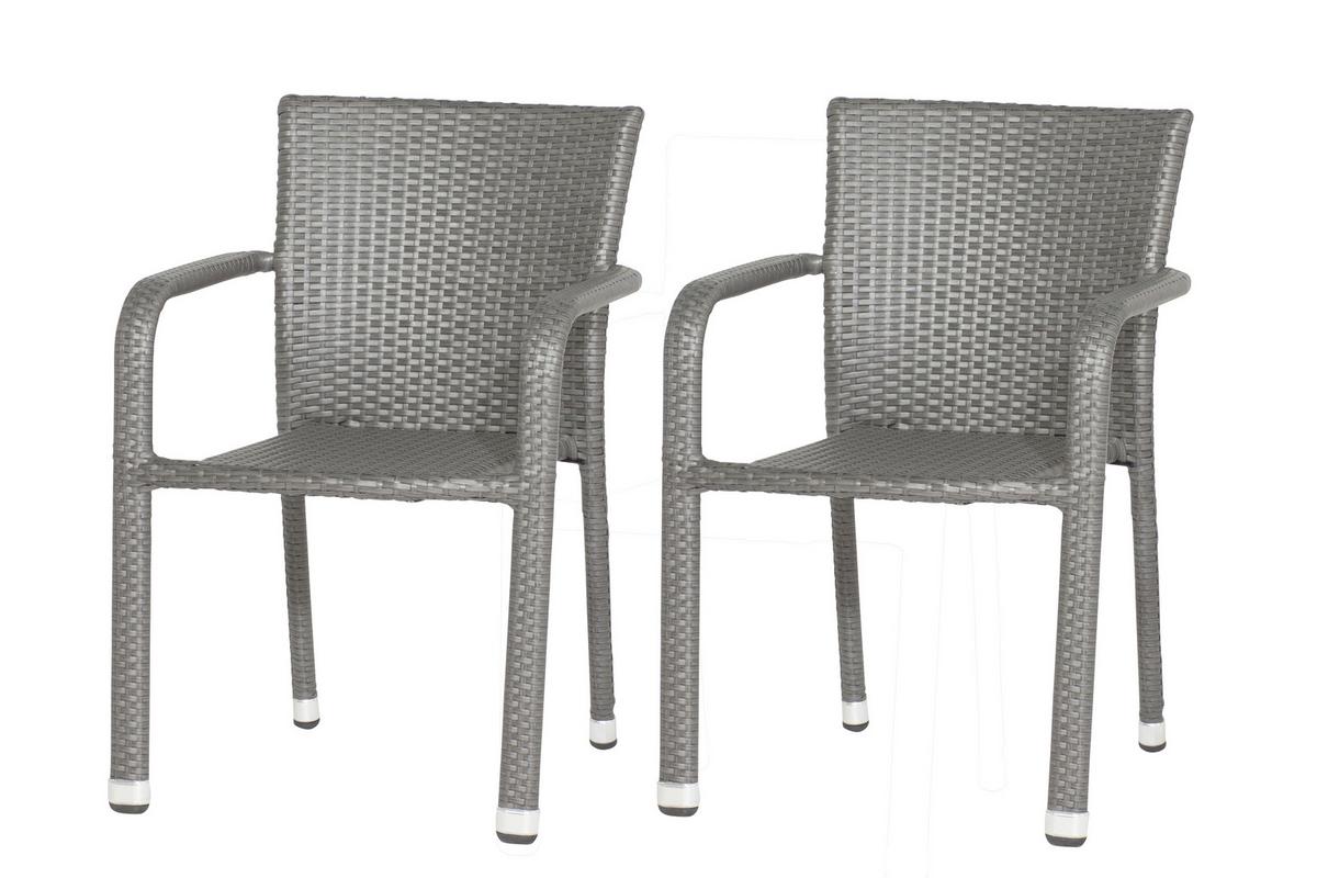 GARTENSESSEL-SET MINAS SESSEL-SET 2ER - Grau, MODERN, Kunststoff/Metall (56/83/60cm) - Gardenson