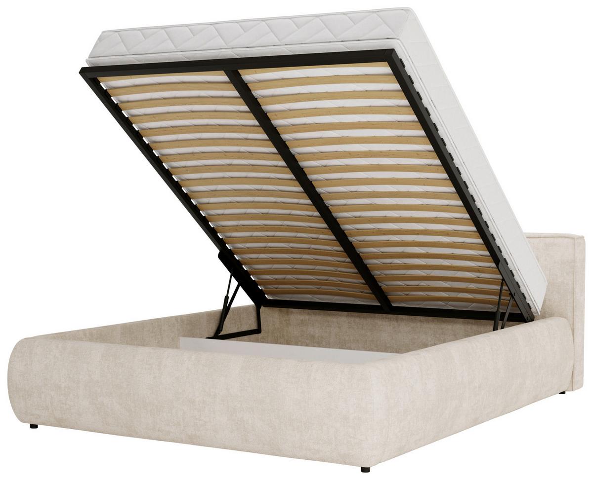 Polsterbett Olive Sandfarben ca. 160x200cm - Sandfarben/Schwarz, KONVENTIONELL, Holzwerkstoff/Kunststoff (160/200cm) - Mömax