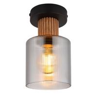 Stropna Svjetiljka Crno , Tamnosmeđa - tamno smeđa/crna, Natur, staklo/drvo (12/21cm) - Globo