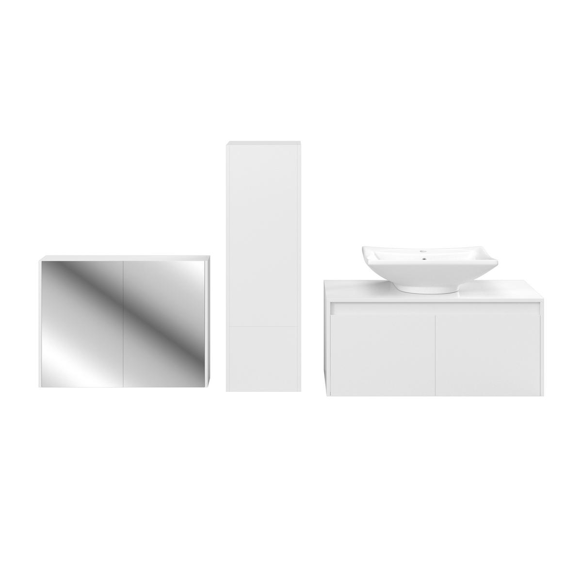 Badezimmer Martina Weiß 4-teilig - Weiß, MODERN, Glas/Holz (100/45/45cm) - Bessagi Home