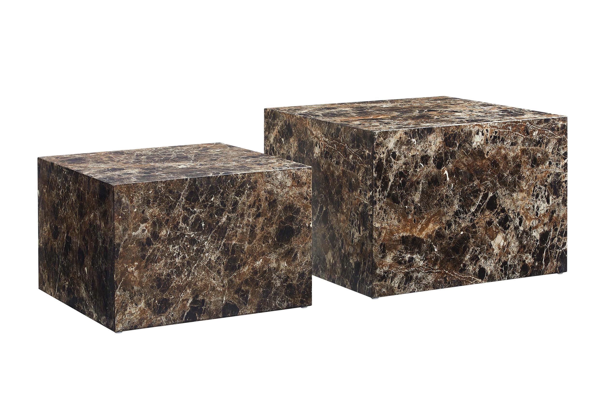 Set Klubskih Mizic Marble, Rjava, 2-Delni - rjava, Design, leseni material (58-50/58-50/40-33cm) - Livetastic