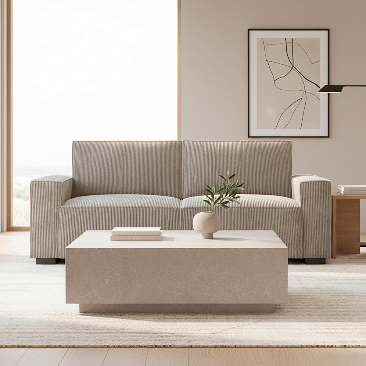 Canapea cu 3 locuri LIAM - bej, Modern, lemn/textil (210/84/90cm) - Bessagi Home