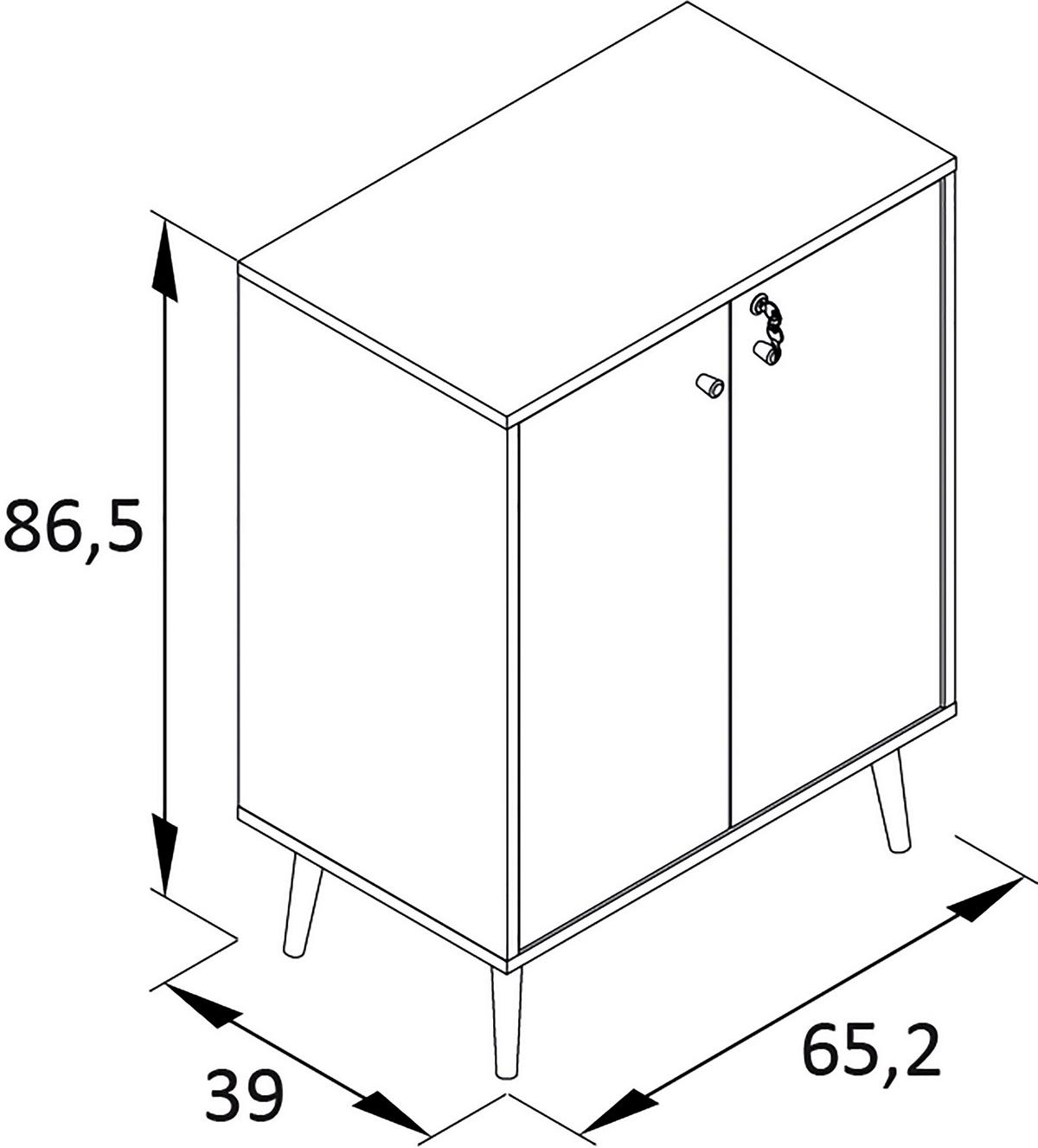 Aktenschrank Jonte ca. 65x87 cm Weiß - Weiß, MODERN, Holzwerkstoff (65,2/86,5/39cm) - MID.YOU