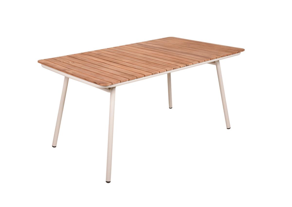 Gartentisch Carmel Teak/Weiß klappbar - Braun, Basics, Holz/Metall (150/90/74cm) - Gardenson
