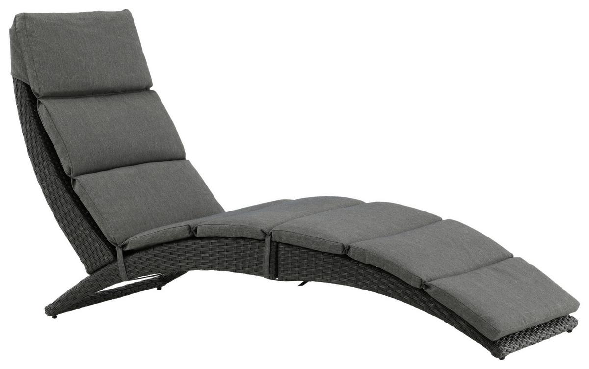 Sonnenliege Archie ca. 64x84x158 cm Schwarz - Schwarz, KONVENTIONELL, Kunststoff (64/84/158cm) - Gardenson