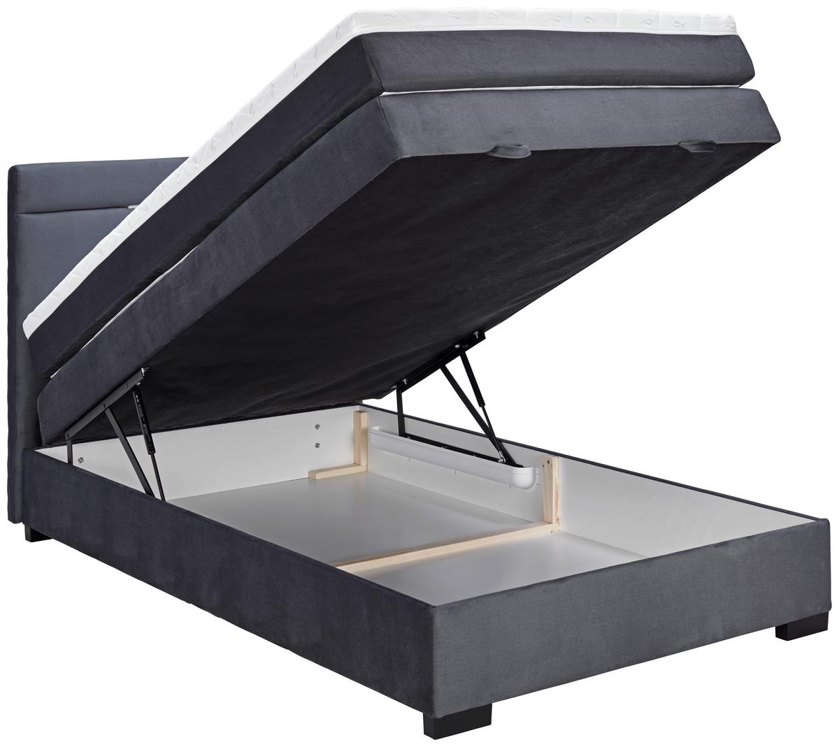Boxspring Krevet Tommy - boje grafita/tamno siva, Moderno, drvni materijal/tekstil (120/200cm) - Modern Living