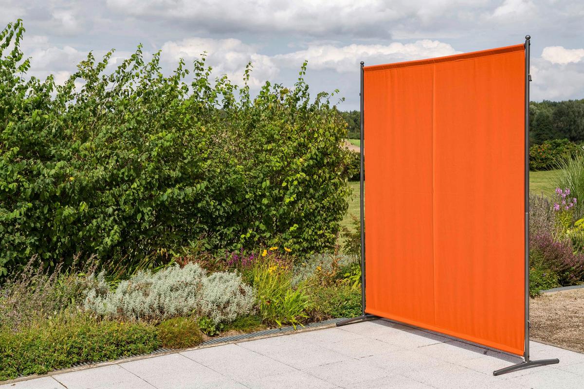 Sichtschutz Textil Silber/Terracotta - Silberfarben/Terracotta, KONVENTIONELL, Textil/Metall (155/188/50cm) - Gardenson