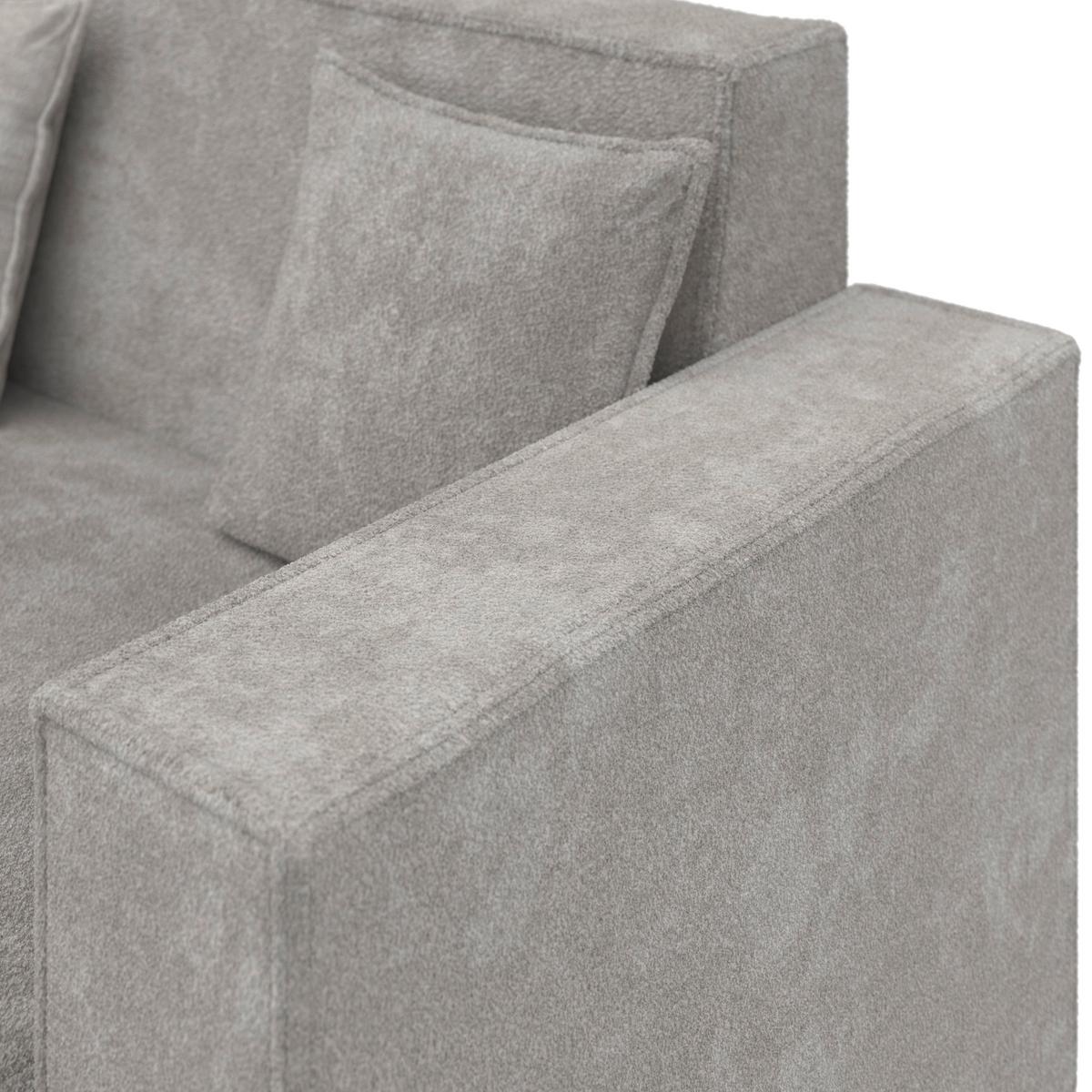 Wohnlandschaft Milo Bouclé Hellgrau - Hellgrau/Schwarz, MODERN, Holz/Holzwerkstoff (310/83/148cm) - Bessagi Home