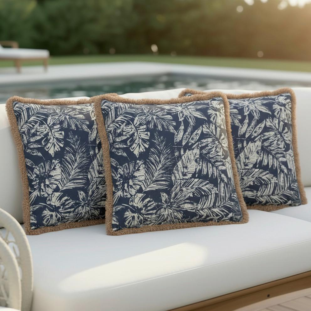 Outdoorkissen Nadia Blau/Weiß ca. 50x50 cm - Blau/Weiß, MODERN, Textil (50/50/10cm) - Bessagi Garden