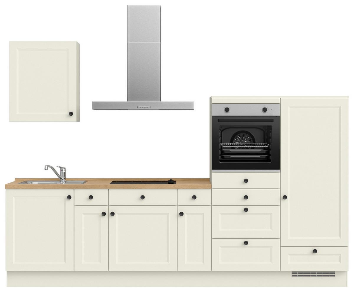 Küchenblock Cascada Low m. Geräten Weiß - Eichefarben/Schwarz, MODERN, Holzwerkstoff/Metall (300cm) - Nobilia