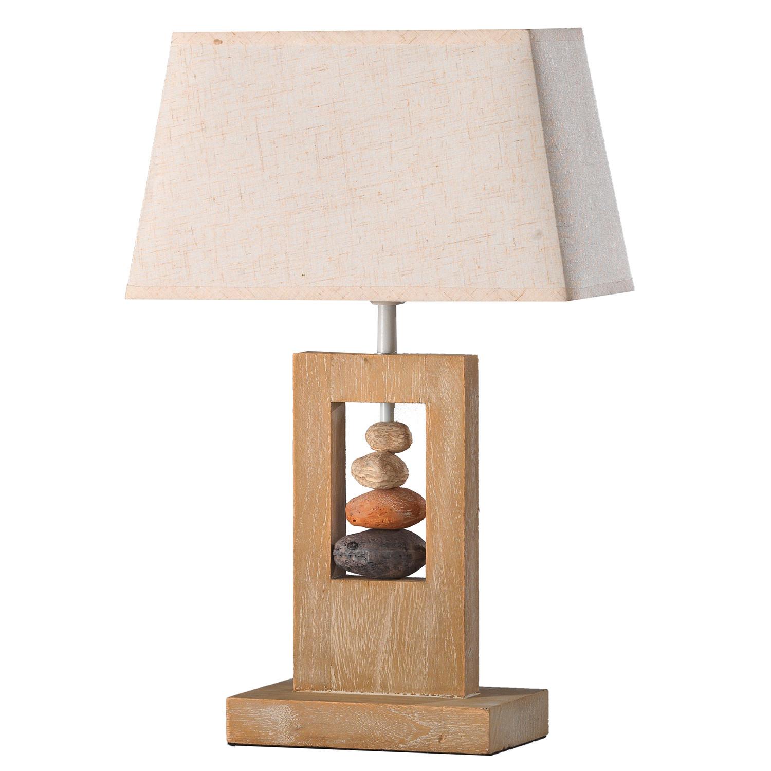 Tischleuchte Miriel Beige max. 22 Watt - Beige, Natur, Holz/Textil (30/13/46cm)