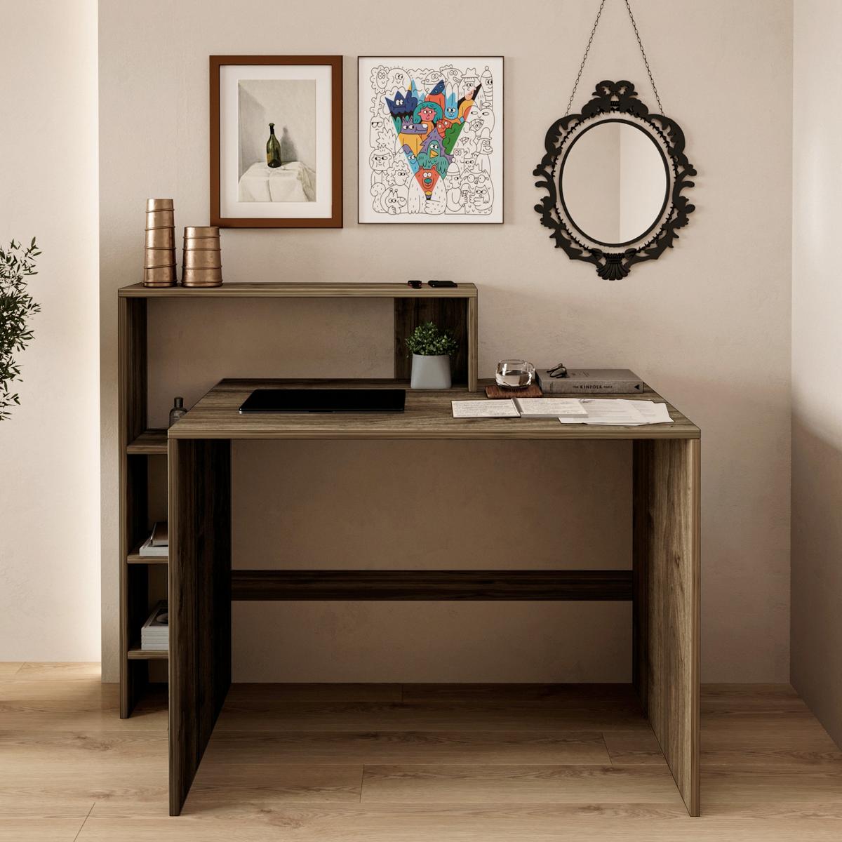 Schreibtischkombination MX Walnussfarben ca. 120x55x96cm - Walnussfarben, Design, Holzwerkstoff (120/55/96cm) - Livetastic