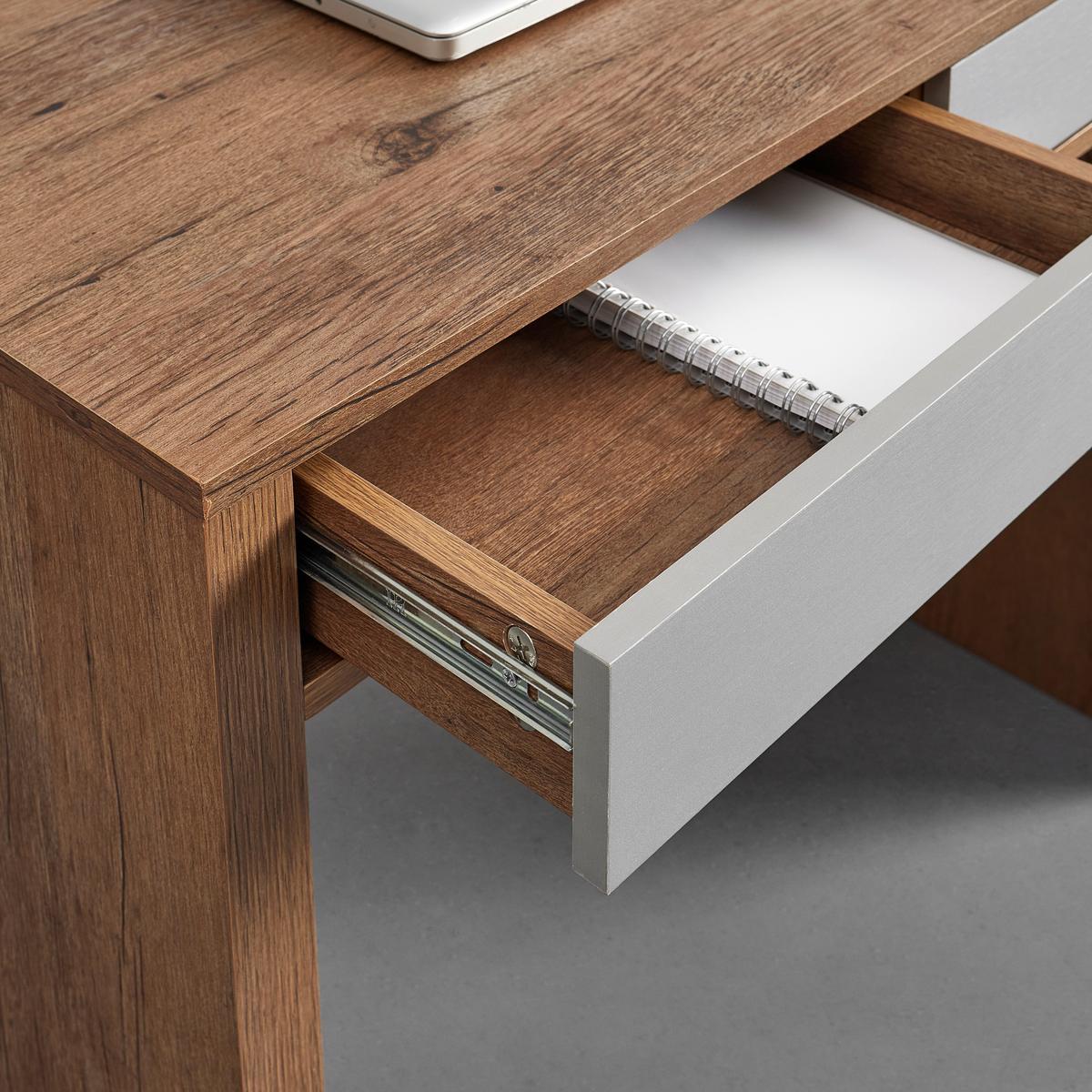 Moderna Pisalna Miza Lovino Barva Hrasta, Srebrno Siva - srebrne barve/barve hrasta, Moderno (121/76/60cm) - Bessagi Home