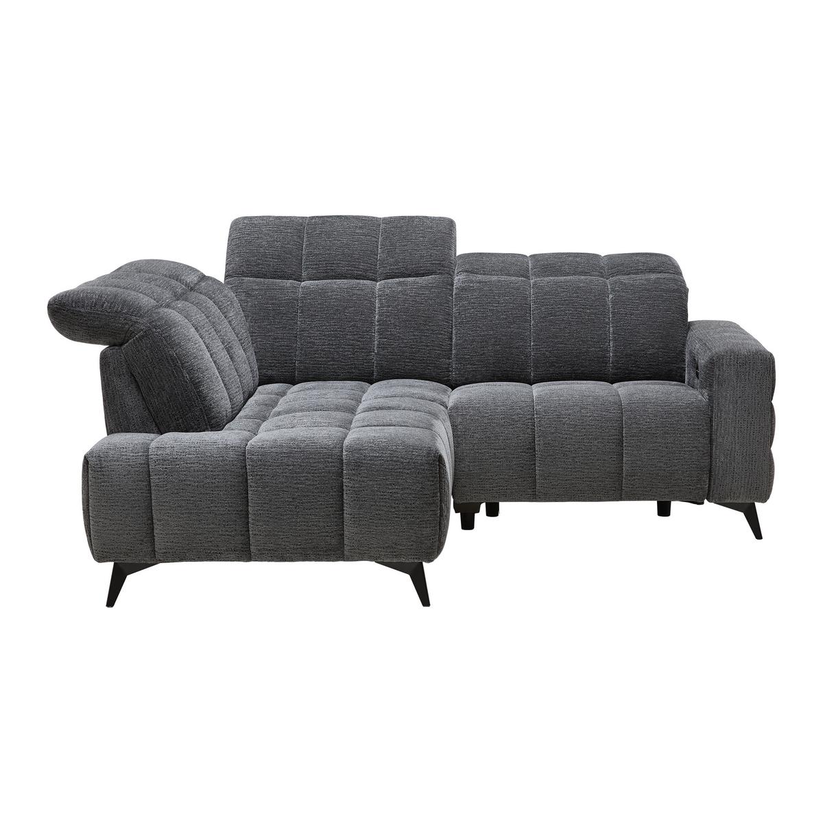 Wohnlandschaft Paris Dunkelgrau ca. 215x85x182cm - Dunkelgrau/Schwarz, KONVENTIONELL, Holz/Textil (215/85/182cm) - Mömax