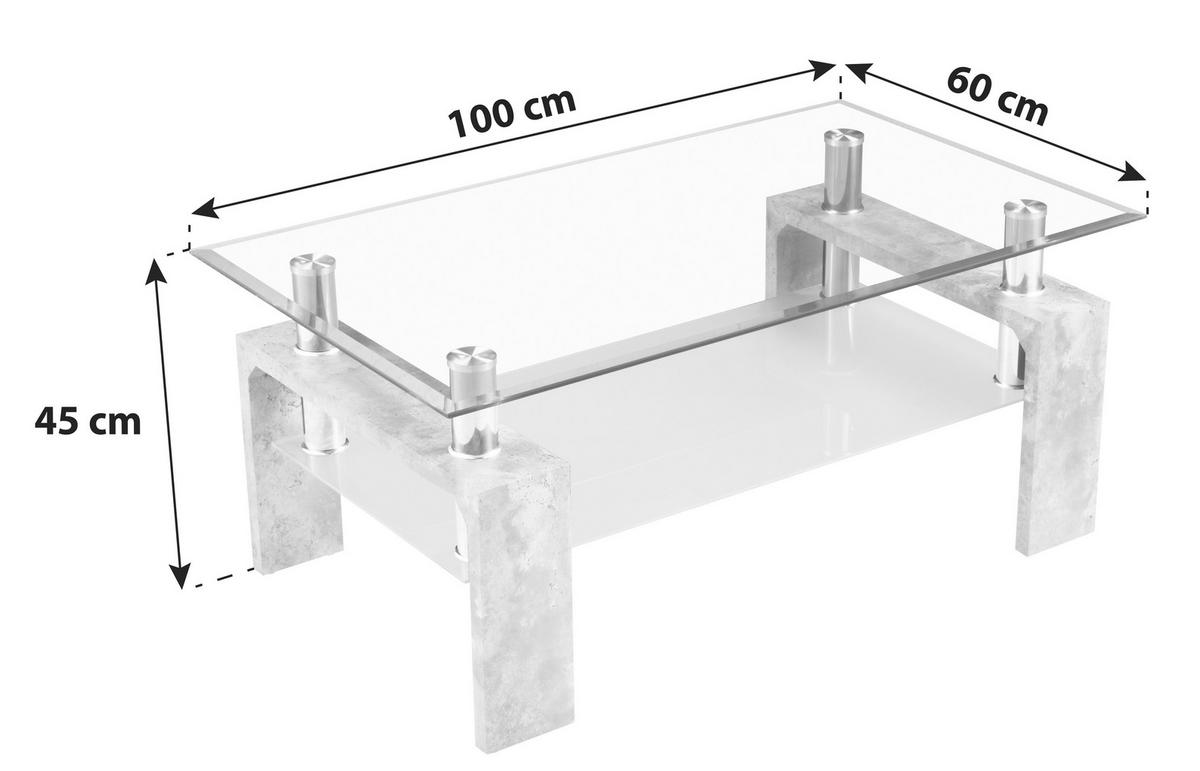 Klub Stočić Silvia - prozirna/bela, Moderno, staklo/pločasti materijal (100/45/60cm) - Modern Living