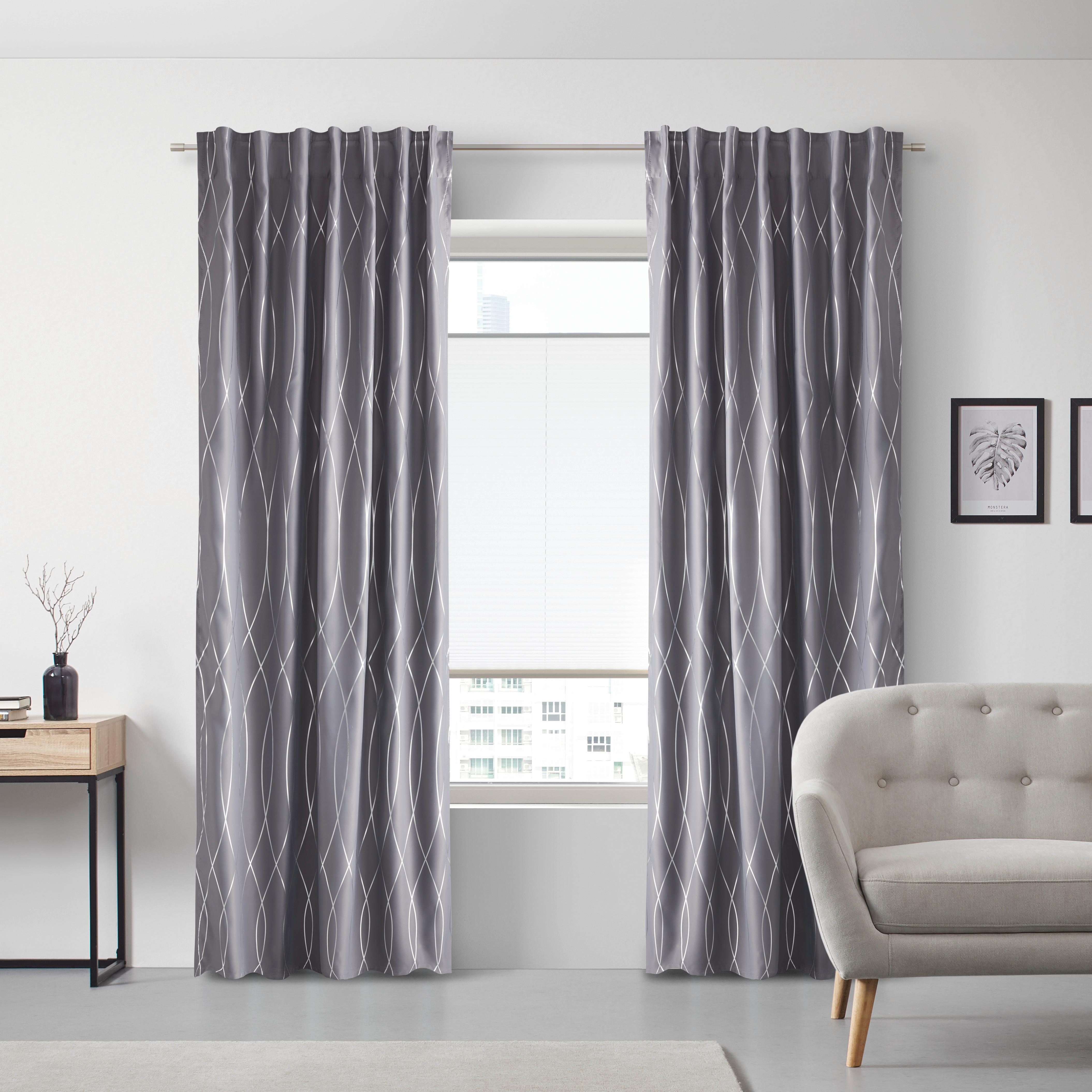 MÖRKLÄGGNINGSGARDIN GLAMOUR -AKT- - silver/antracit, Lifestyle, textil (140/245cm) - Mömax