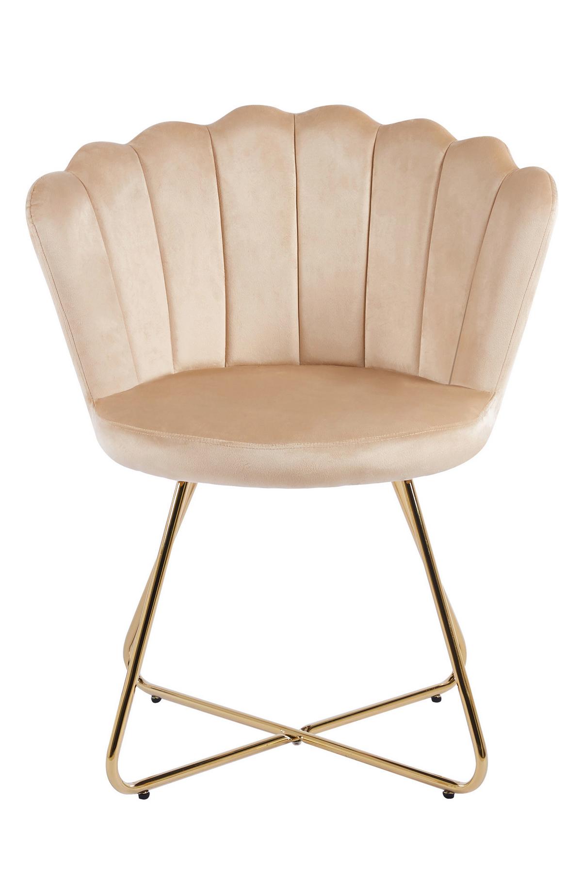 Set Stolov Samt, Bež, 2-Delni - zlate barve/bež, Moderno, kovina/tekstil (69,5/85/66cm) - Livetastic