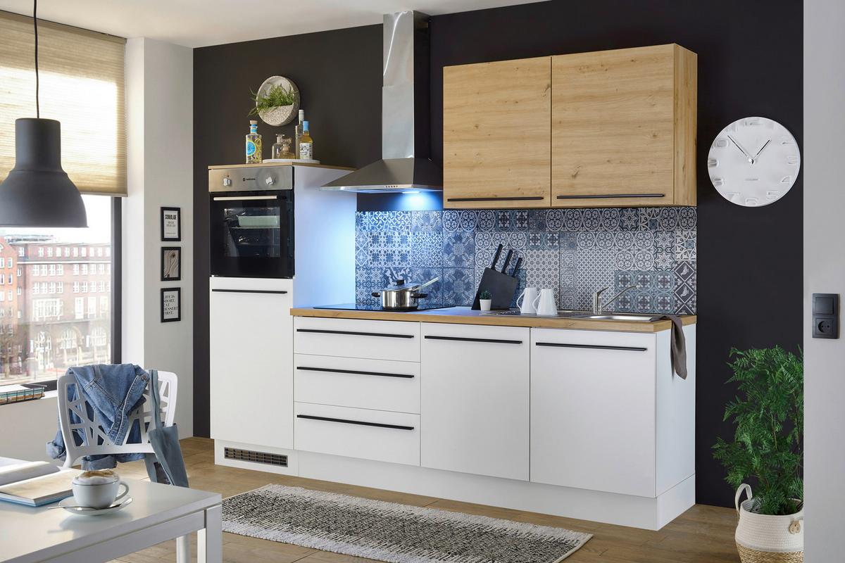Bucătărie fără electrocasnice NOAH - alb/stejar Artisan, Modern (260/220/60cm) - Modern Living