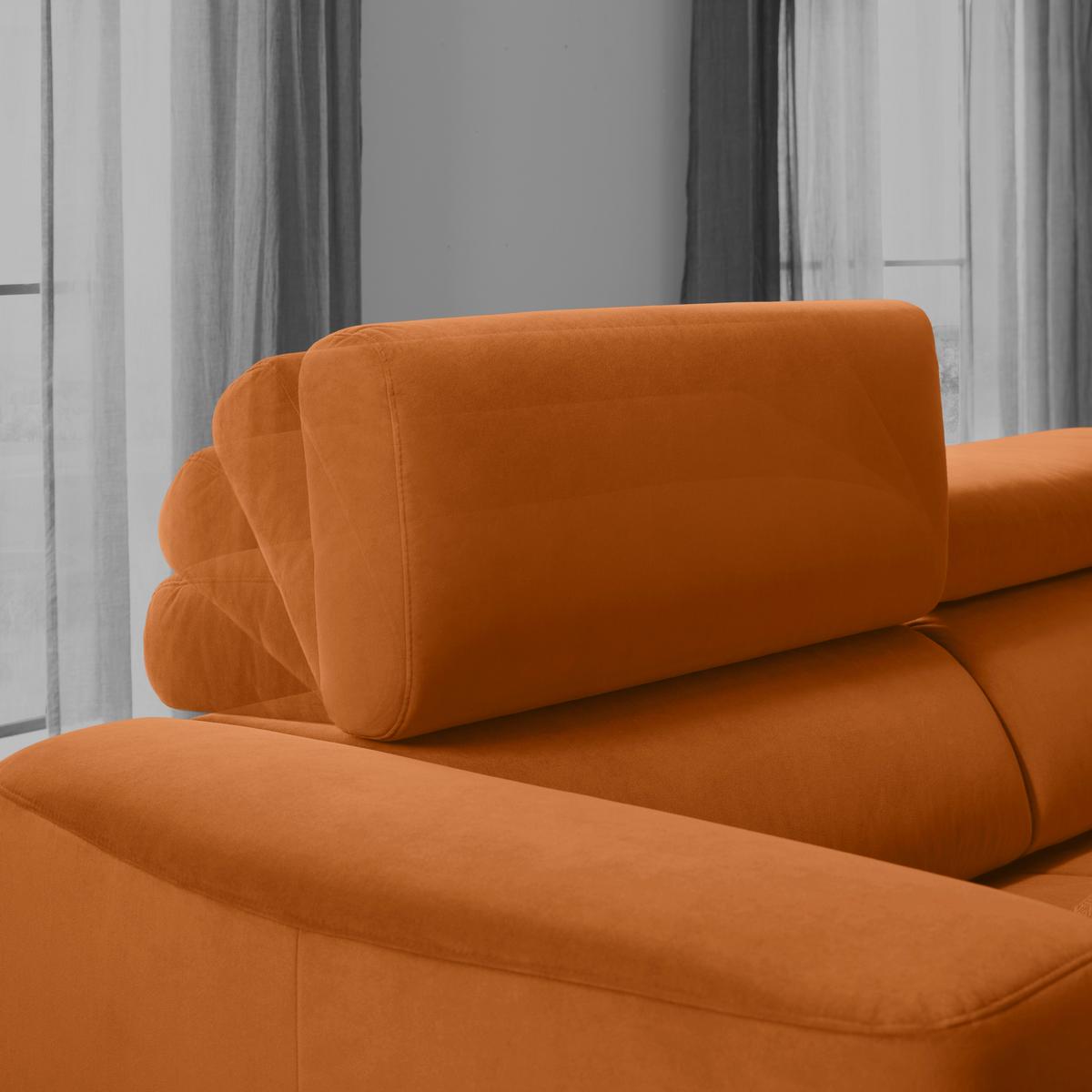 Ecksofa Emma rechts Orange - Schwarz/Orange, MODERN, Textil (301/210cm) - Premium Living