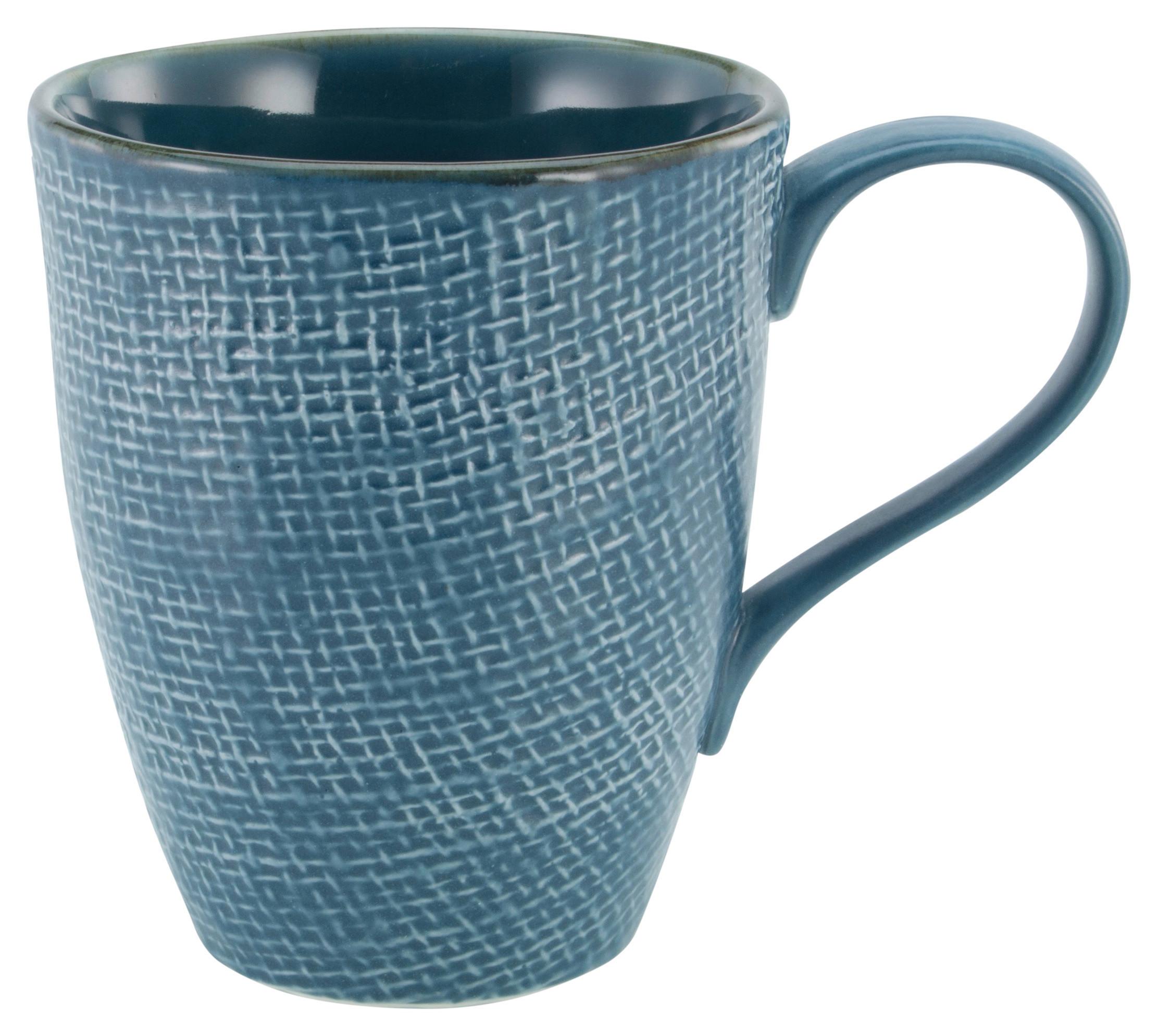 Kaffeebecher Canvas aus Steinzeug ca. 330ml - Blau, Keramik (13/9/11cm) - Premium Living