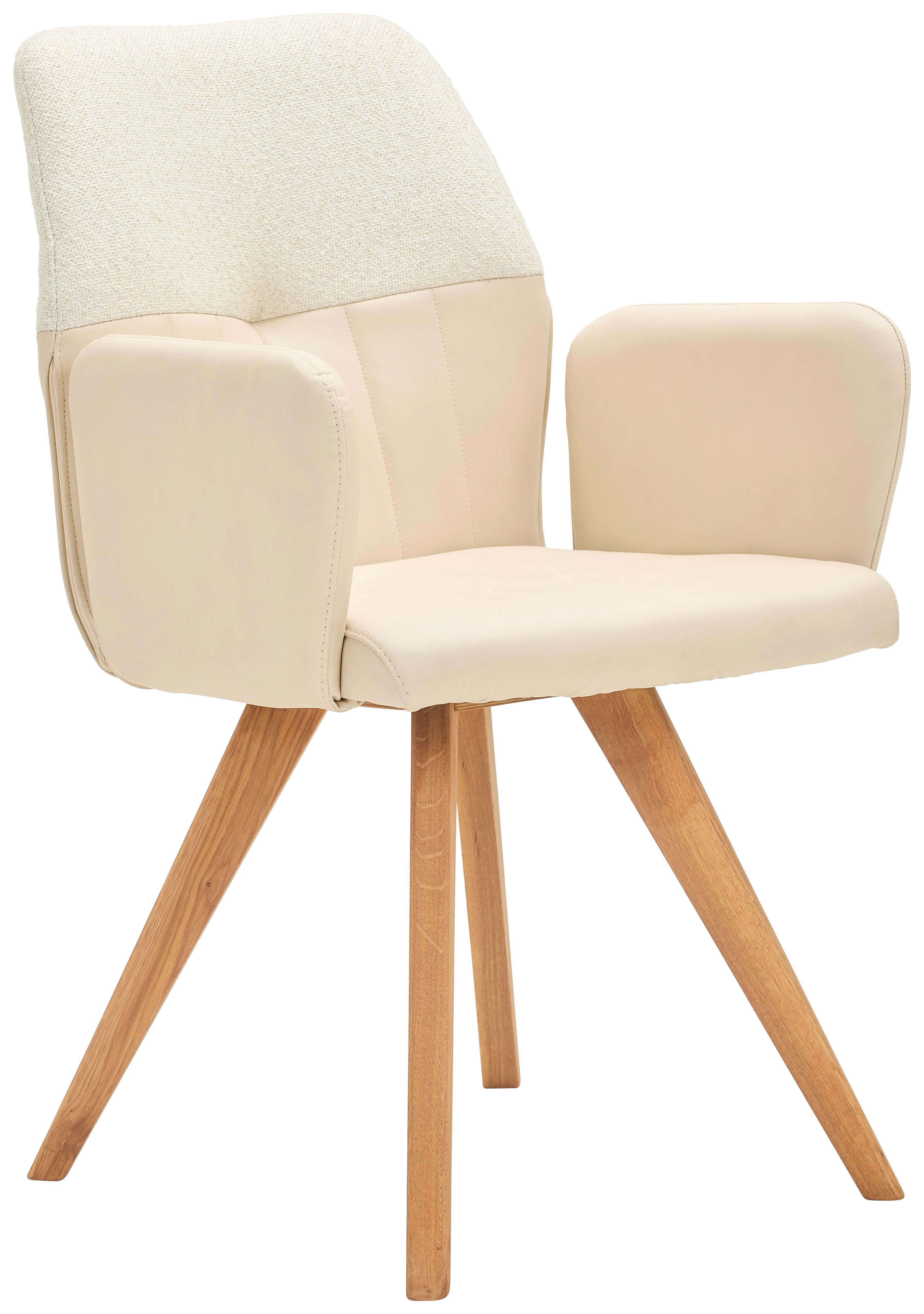 KRZESŁO Z PODŁOKIETNIKAMI CORDOBA - beżowy/dąb dziki, Konventionell, tkanina/drewno (57/87/63cm) - Valdera