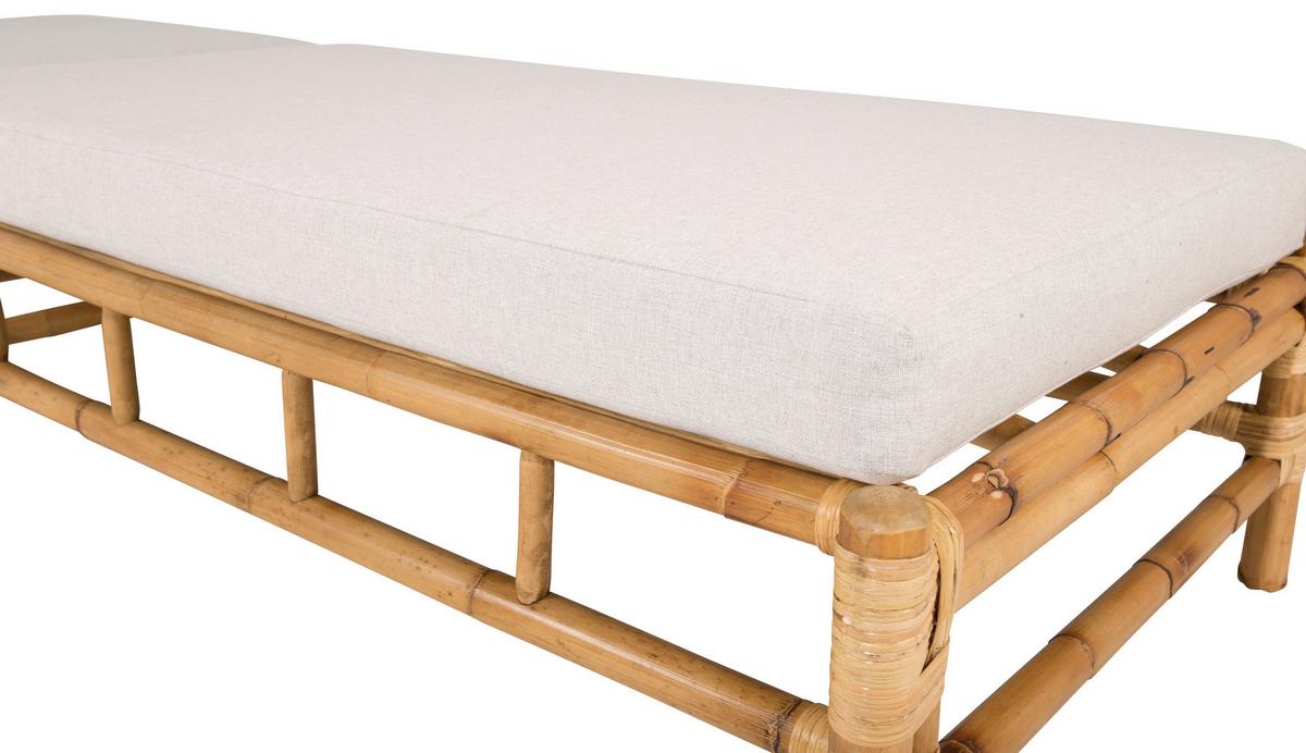 Sonnenliege Cane Bambus Rattan ca. 80x210 cm - Hellbraun/Creme, KONVENTIONELL, Holz/Textil (80/35/210cm) - Gardenson