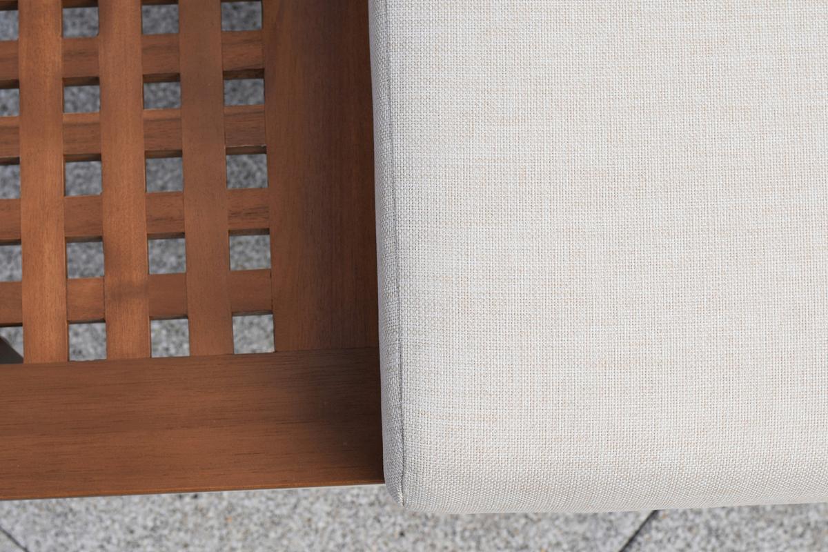 Loungegarnitur Delphi Echtholz/Metall - Beige/Weiß, KONVENTIONELL, Holz/Textil - Gardenson