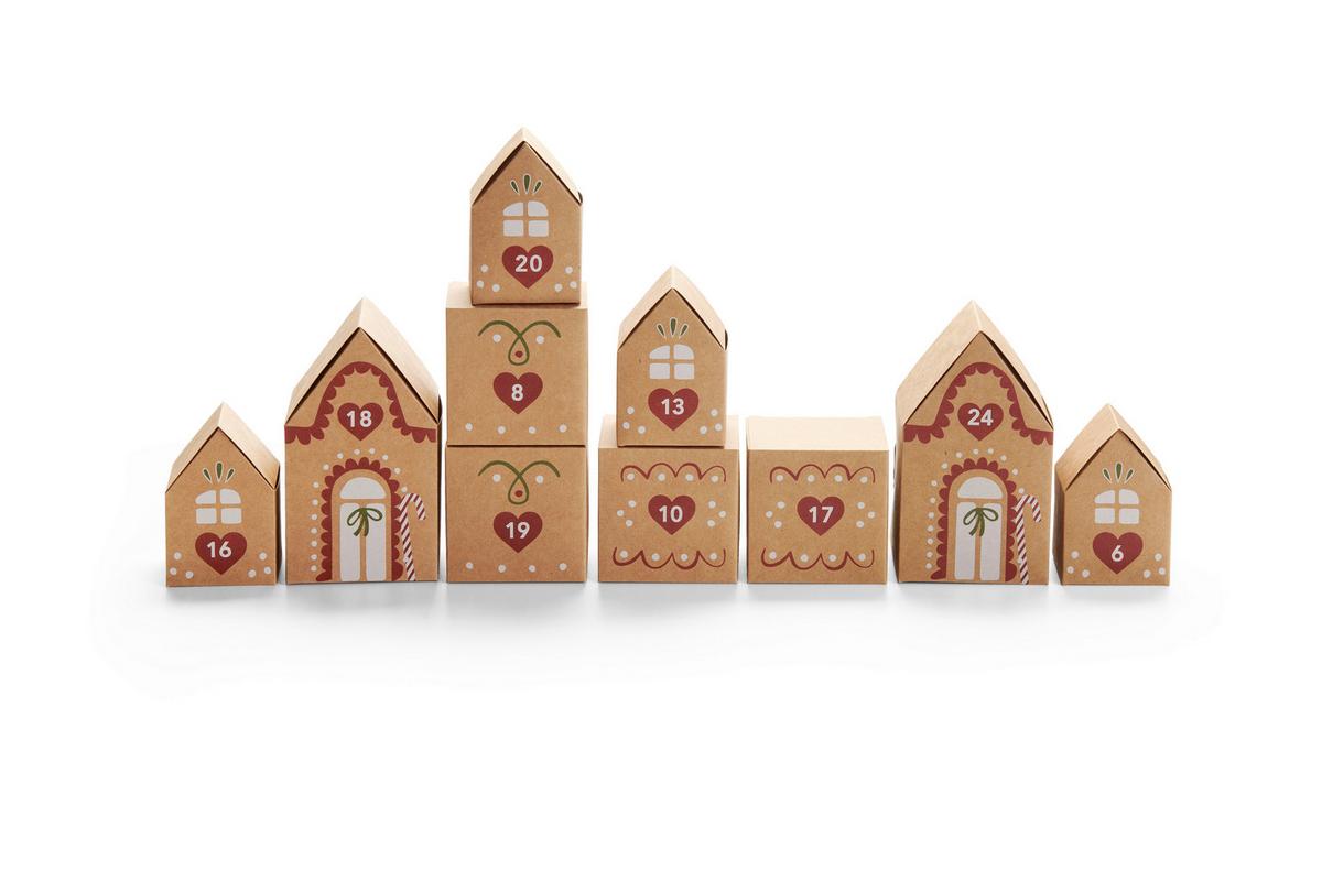 Adventskalender Houses zum Befüllen - Rot/Braun, KONVENTIONELL, Papier (21.5/17/2cm) - Modern Living