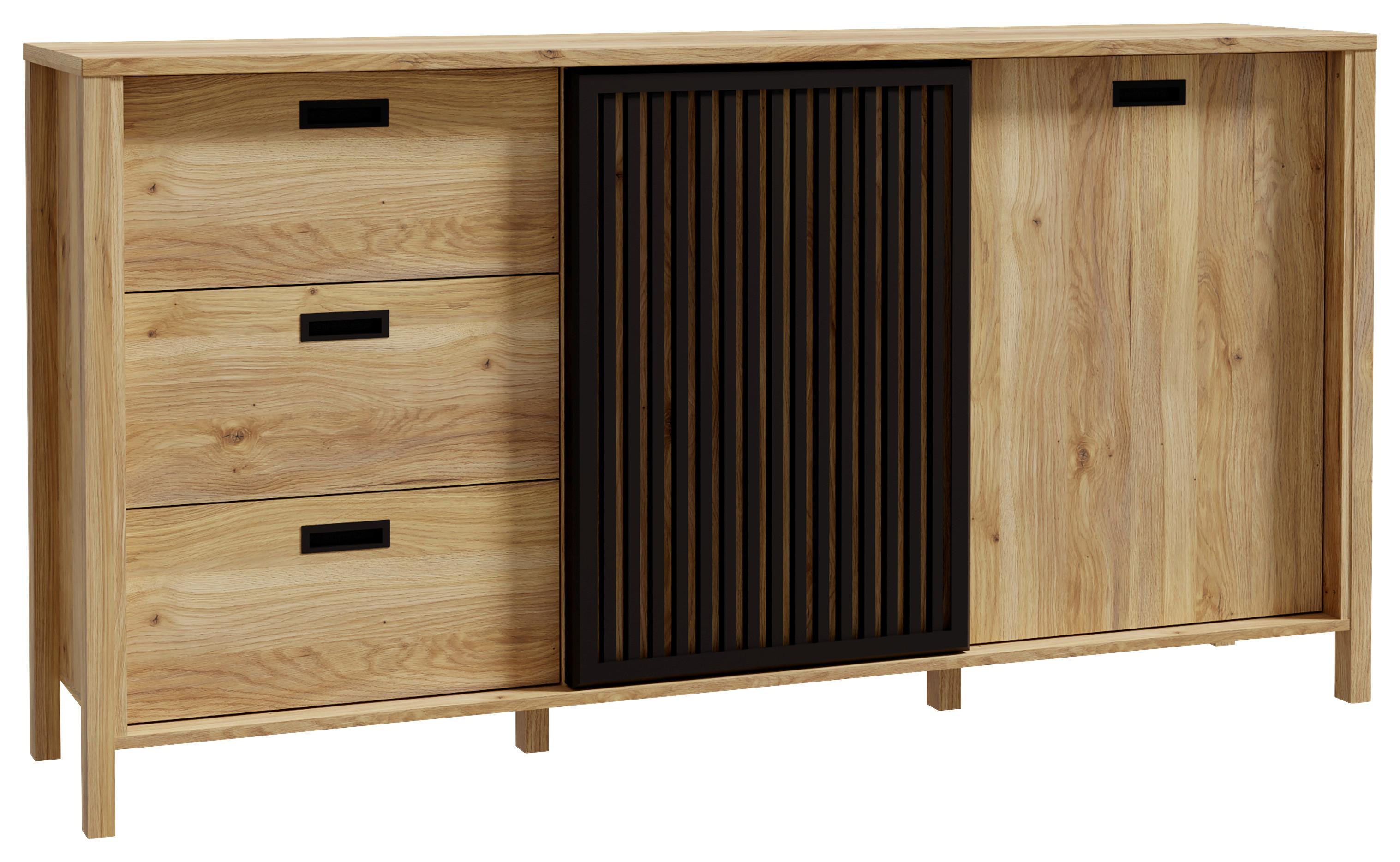 Komoda Jytana - boje hrasta/crna, Moderno, drvni materijal (174,8/91,5/40,2cm) - Premium Living