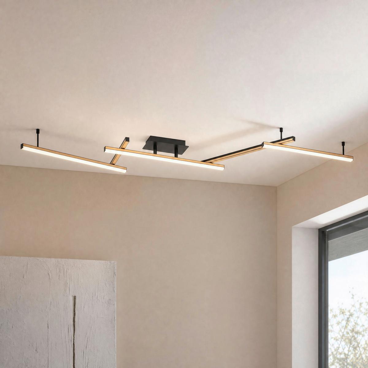 LAMPA SUFITOWA LED 300291_RIMINI - czarny/kolor klonowy, Design, tworzywo sztuczne/metal (220/12/11cm) - Eglo