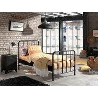 Kinder-/Juniorbett Bronxx ca. 90x200 cm Schwarz Matt - Schwarz, MODERN, Holz/Metall (90/200cm) - Vipack