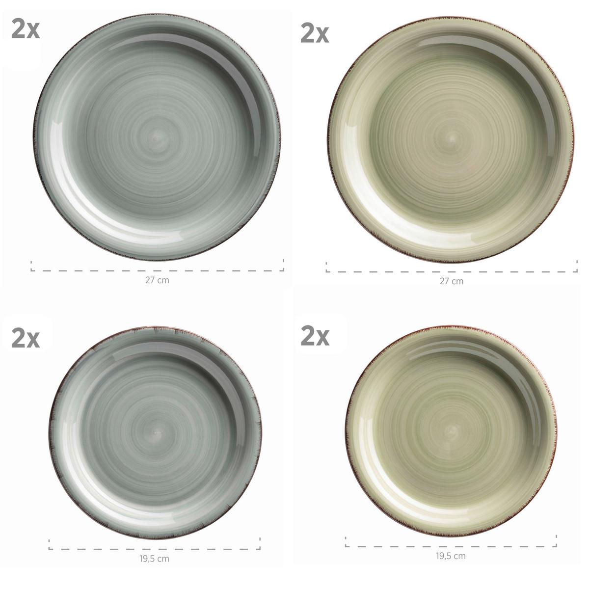 KOMBISERVICE KOMBISERVICE, 931603 - Blaugrau/Olivgrün, Basics, Keramik - Mäser