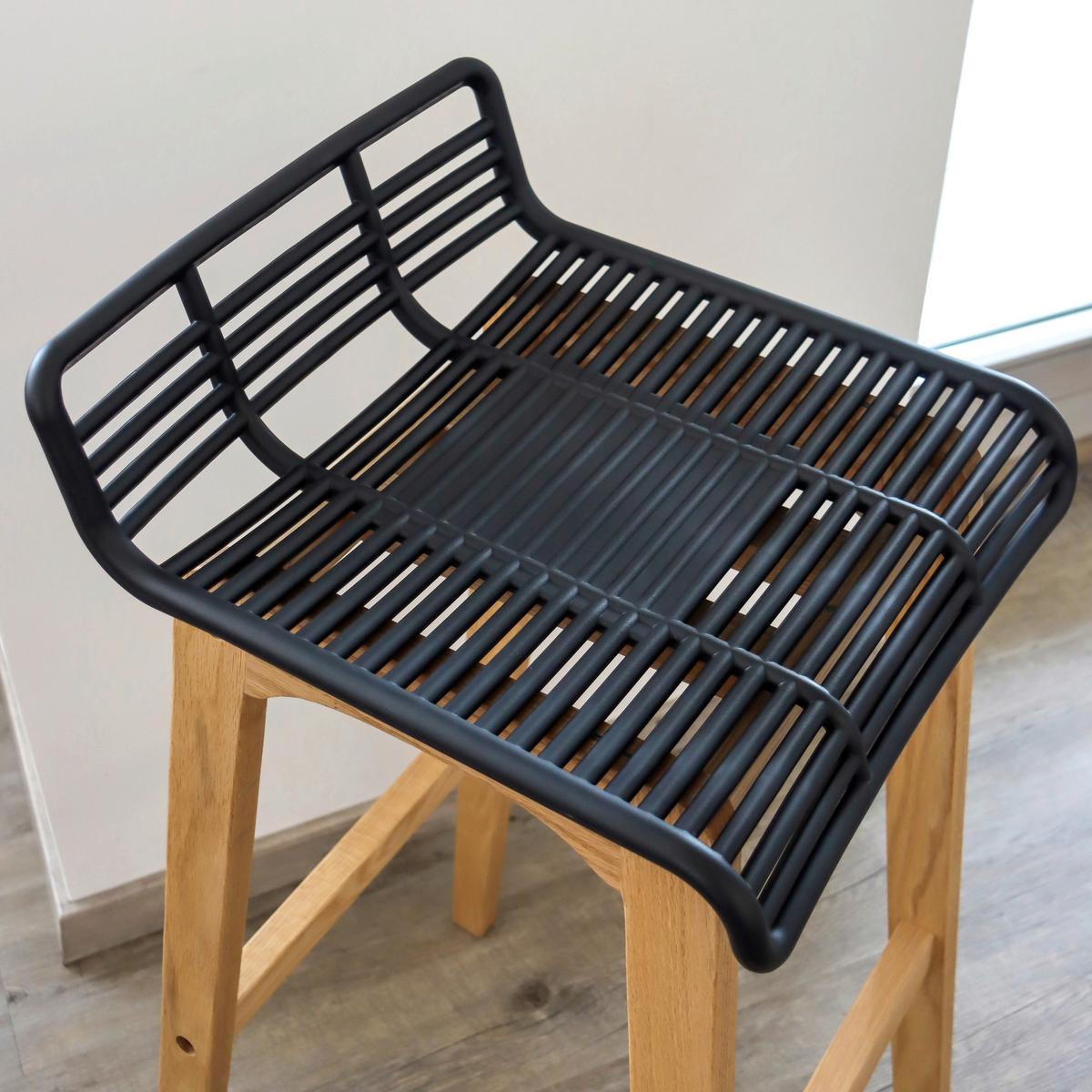 Barski Stol Lonso W, Črna, Barva Hrasta - črna/barve hrasta, Moderno, umetna masa/les (40/88/46cm) - MID.YOU