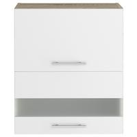 Konyhai Faliszekrény Corina - Sonoma tölgy/alumíniumszínű, Modern, műanyag/Üveg (60/72,4/34,6cm)