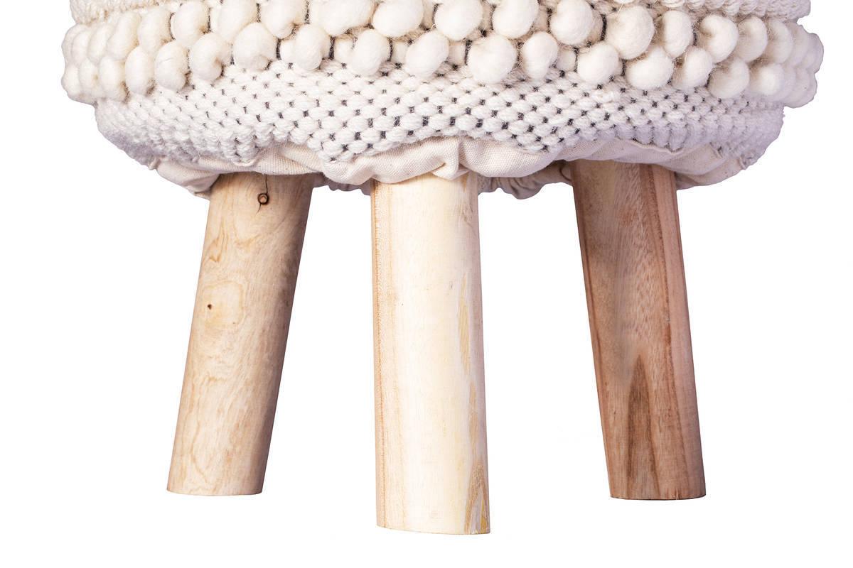 HOCKER HOCKER BOHIST 325 NATURAL - Weiß, Trend, Holz/Textil (38/50/38cm) - Kayoom