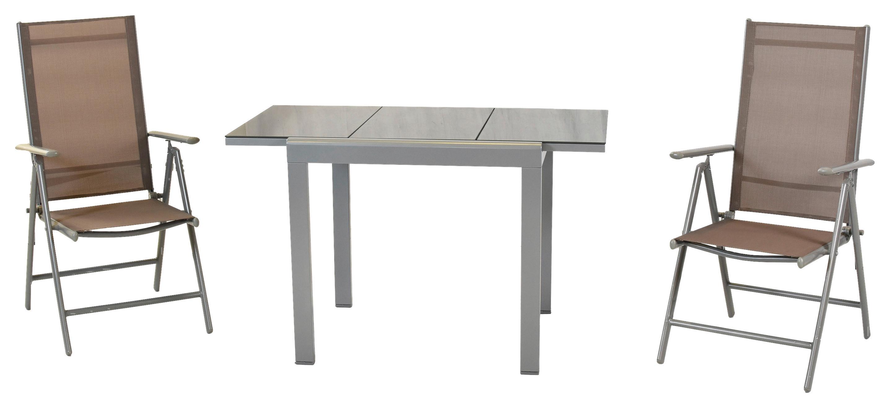 GARTENSET AMALFI - Taupe/Silberfarben, MODERN, Kunststoff/Metall - Gardenson