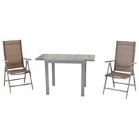 GARTENSET AMALFI - Taupe/Silberfarben, MODERN, Kunststoff/Metall - Gardenson