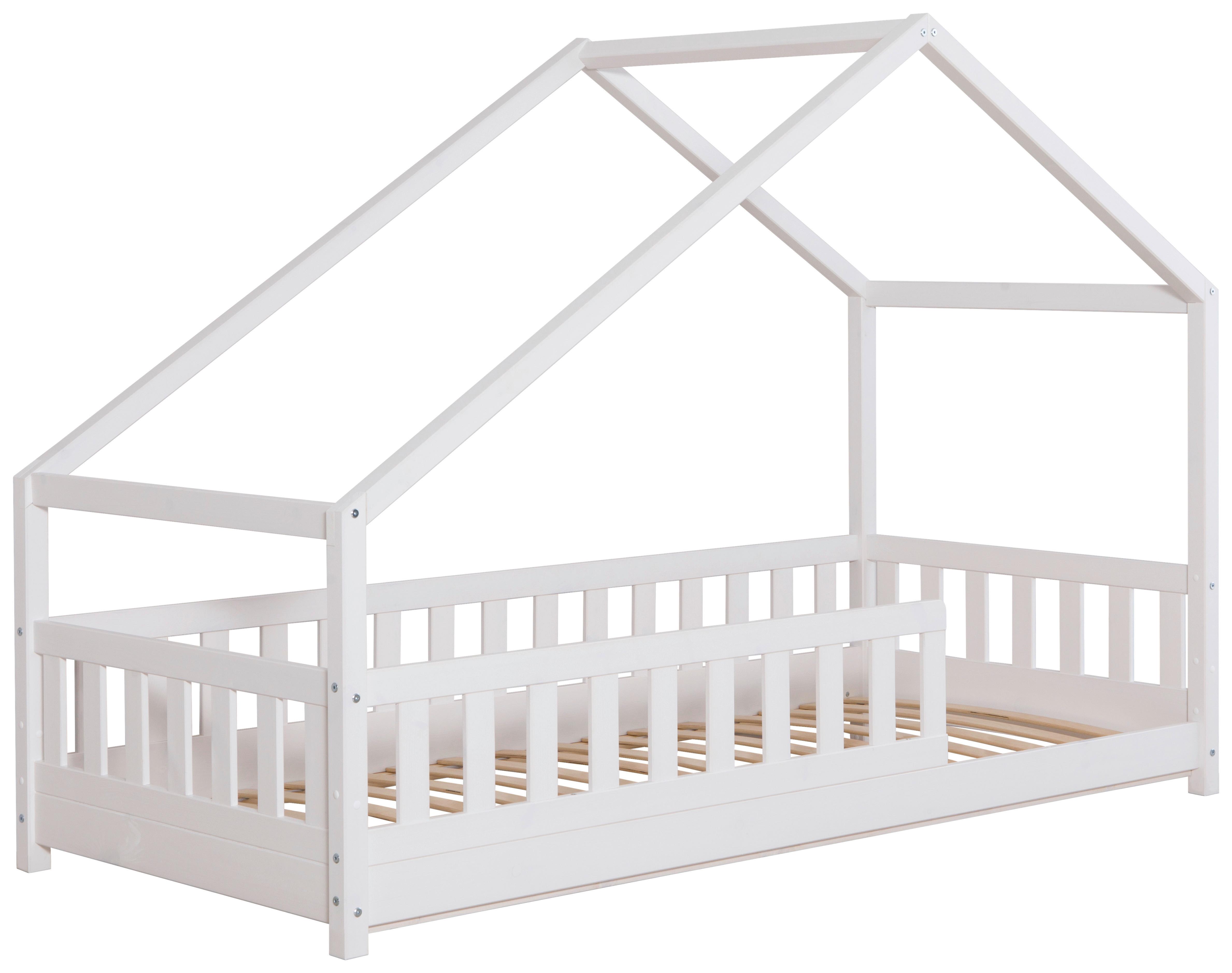 Hausbett Lou ca. 100x200 cm Holz Weiß - Naturfarben/Weiß, MODERN, Holz/Textil (100/200cm) - MID.YOU
